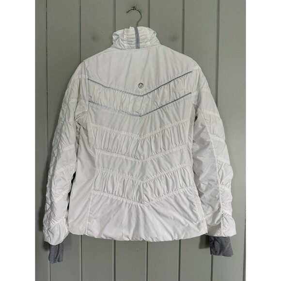 Lululemon Outward Bound Jacket 8 Ruched Puffer Wish Blue Zip Perforated - Picture 4 of 6
